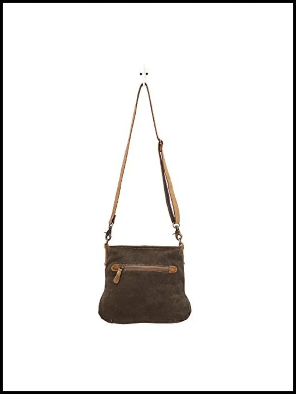 Genuine Leather and Canvas Floral Purse with Flower Print